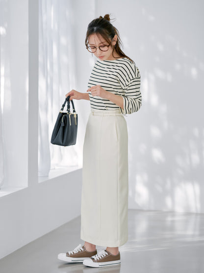 ベルト付きパネルIラインスカート-short & regular　[通常]