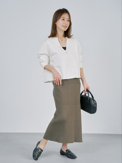 コットンブレンドリブIラインスカート-short & regular　[通常]