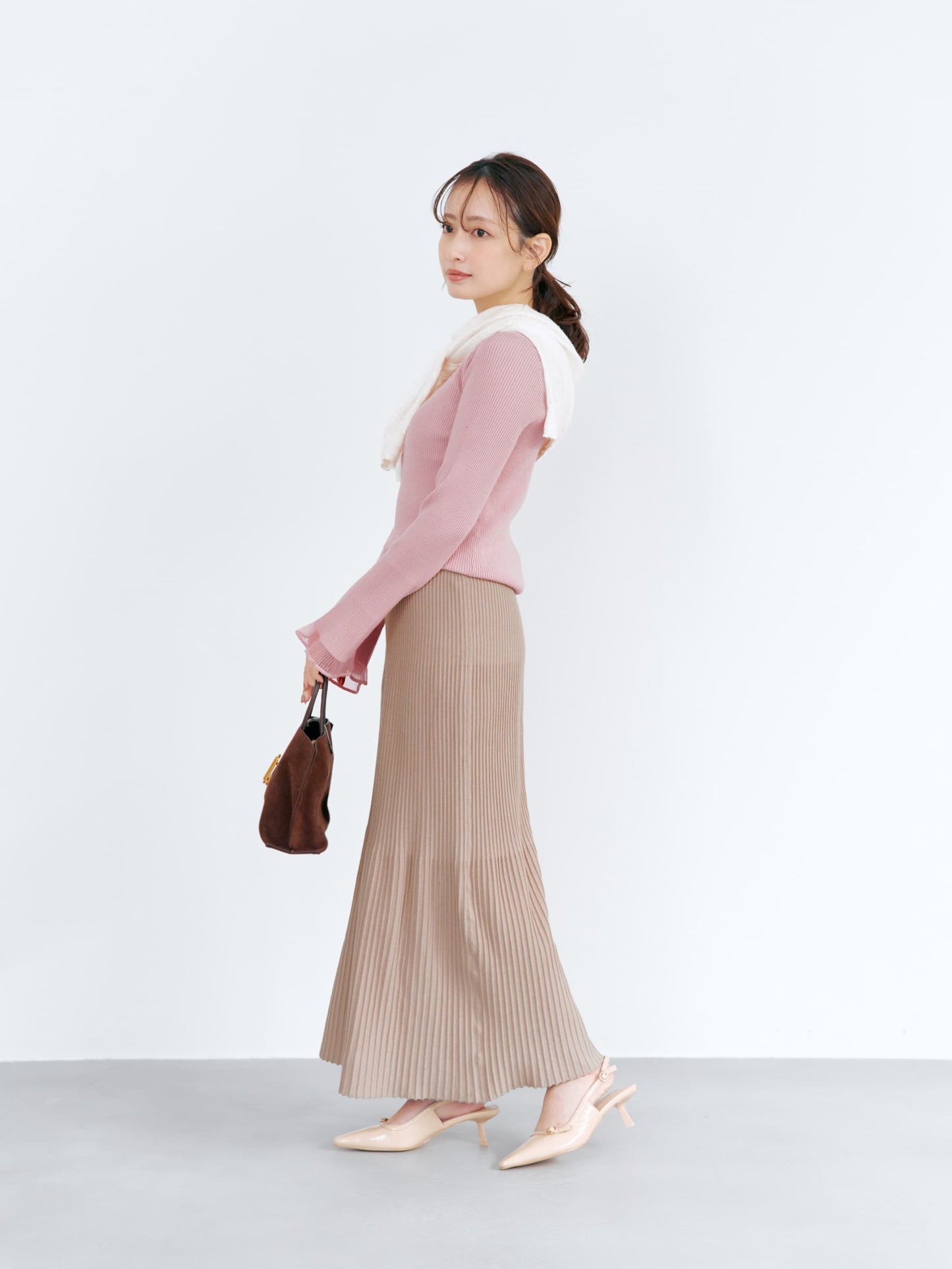 パネルリブマーメイドニットスカート-short & regular　[通常]