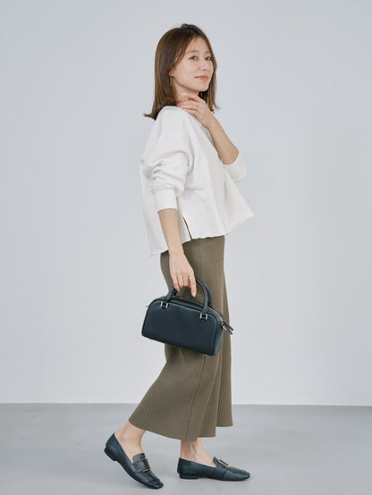 裏毛スキッパーネックトップス　[通常]