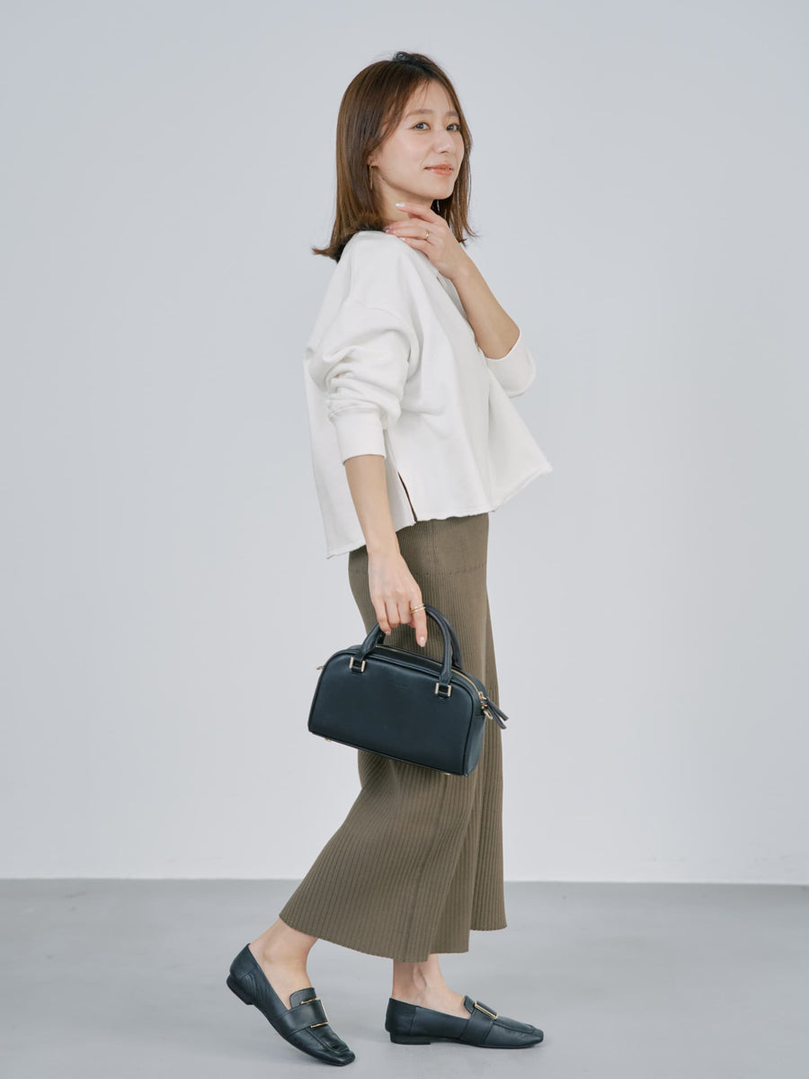 裏毛スキッパーネックトップス　[通常]