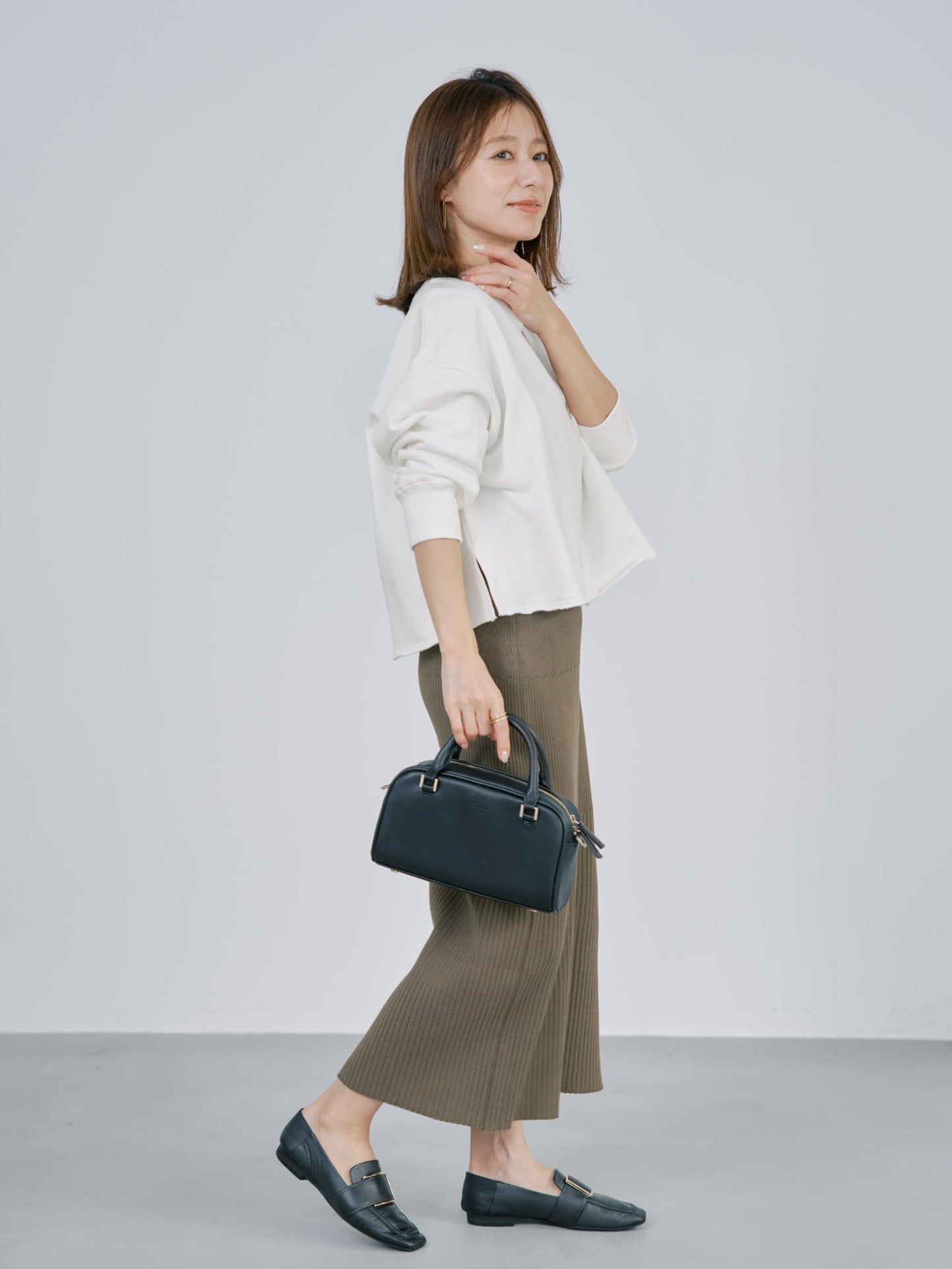 コットンブレンドリブIラインスカート-short & regular　[通常]