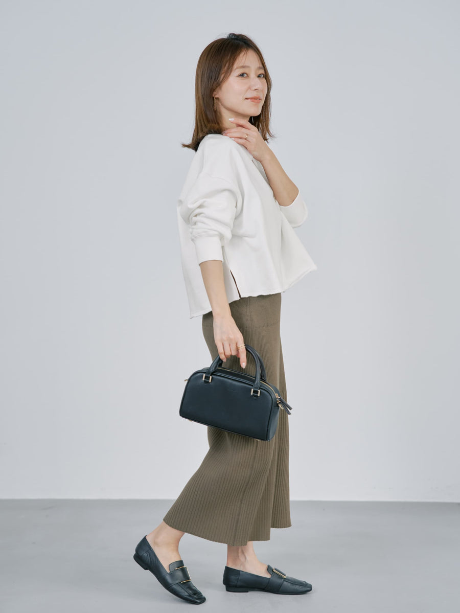 コットンブレンドリブIラインスカート-short & regular　[通常]