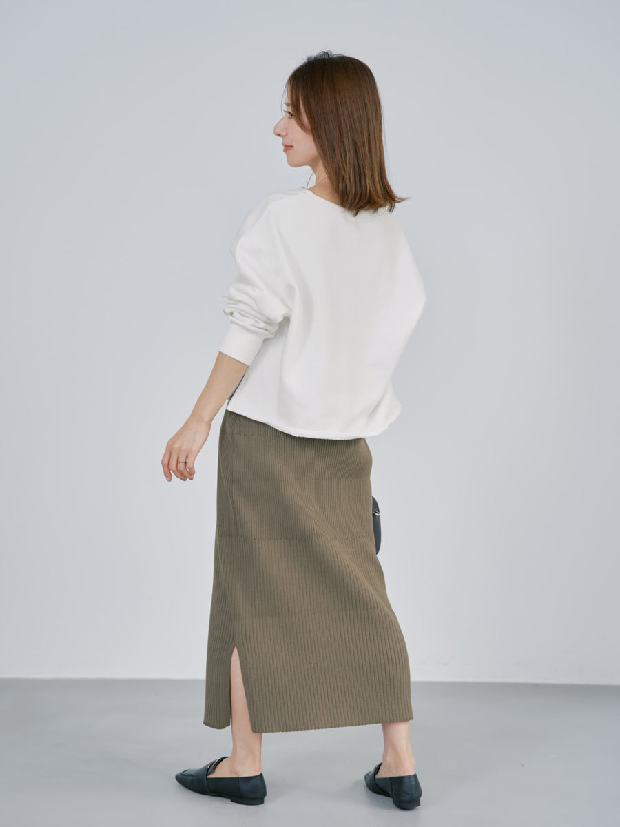 コットンブレンドリブIラインスカート-short & regular　[通常]