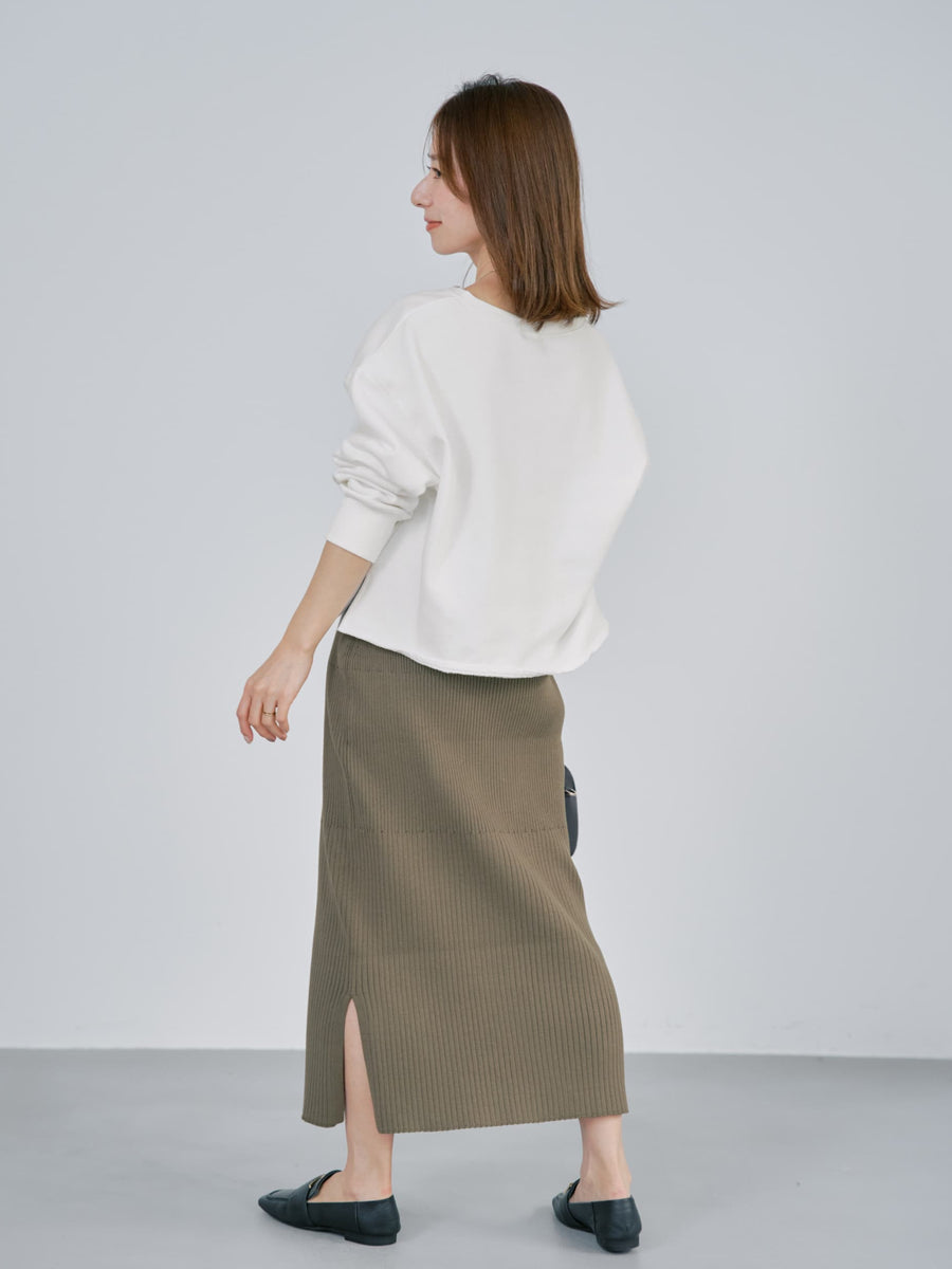 裏毛スキッパーネックトップス　[通常]