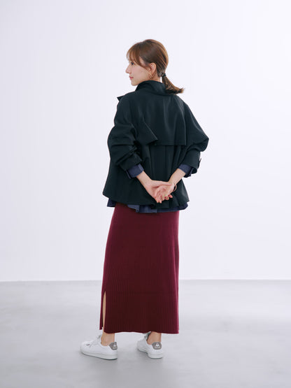 ウォッシャブルウールリブIラインスカート-short & regular　[通常]