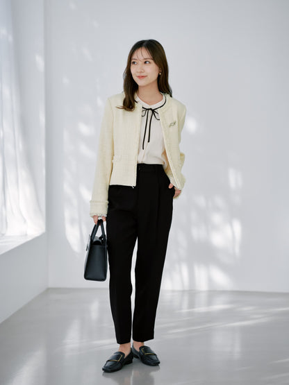 バイカラーリボンブラウス　[通常]