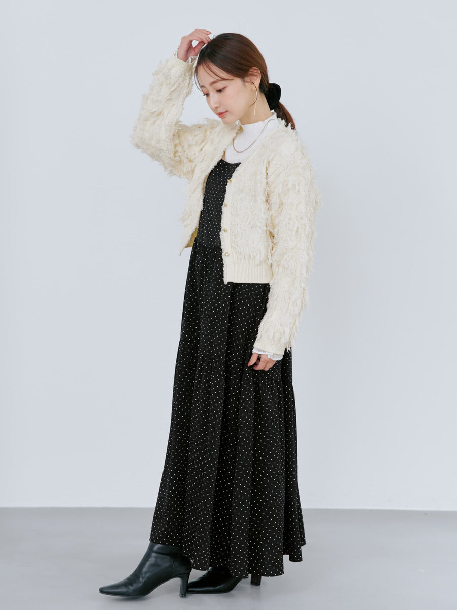 フリンジジャカードショートカーディガン　[通常]