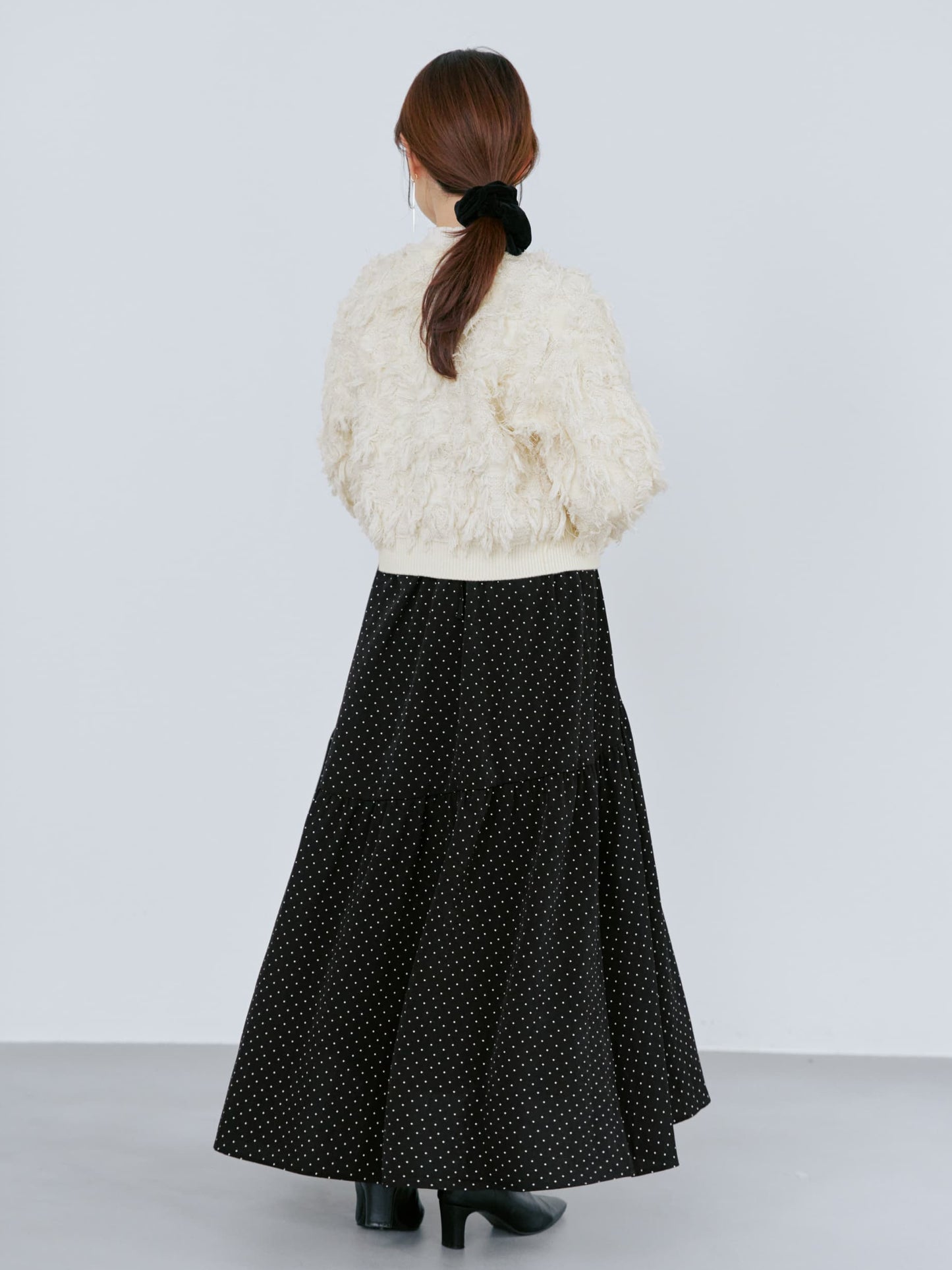 フリンジジャカードショートカーディガン　[通常]