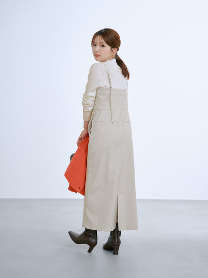 フロントボタンIラインジャンパースカート-short & regular　[通常]