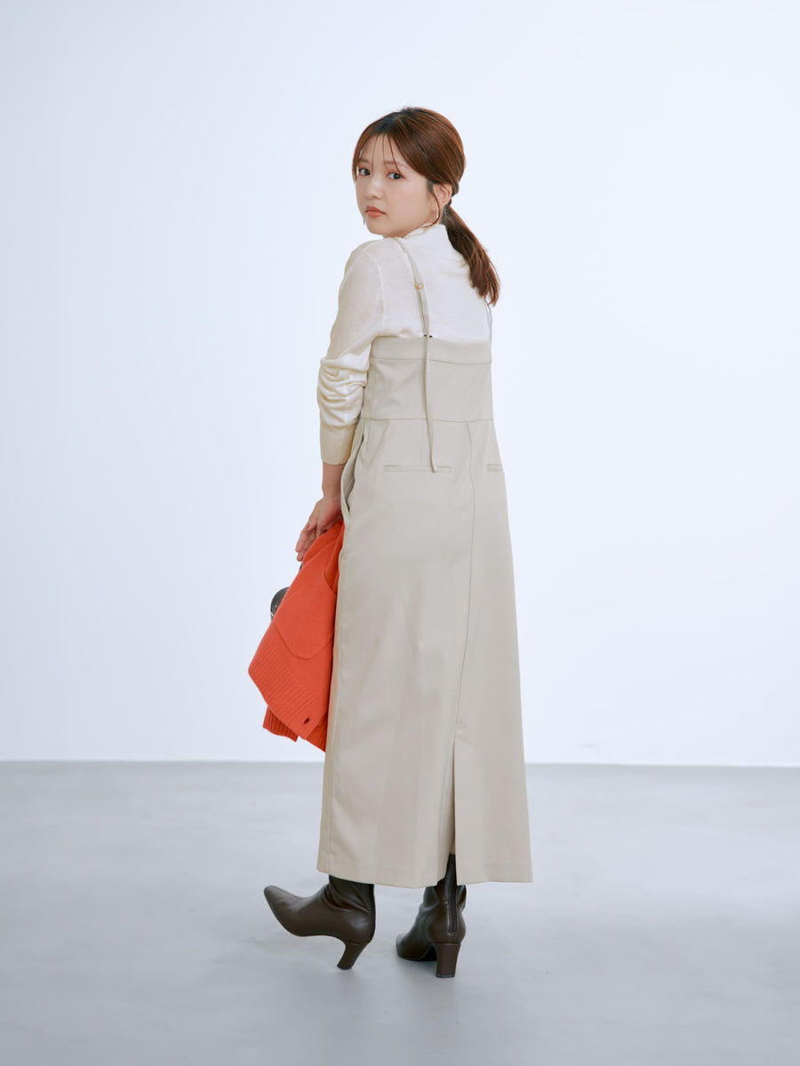 フロントボタンIラインジャンパースカート-short & regular　[通常]