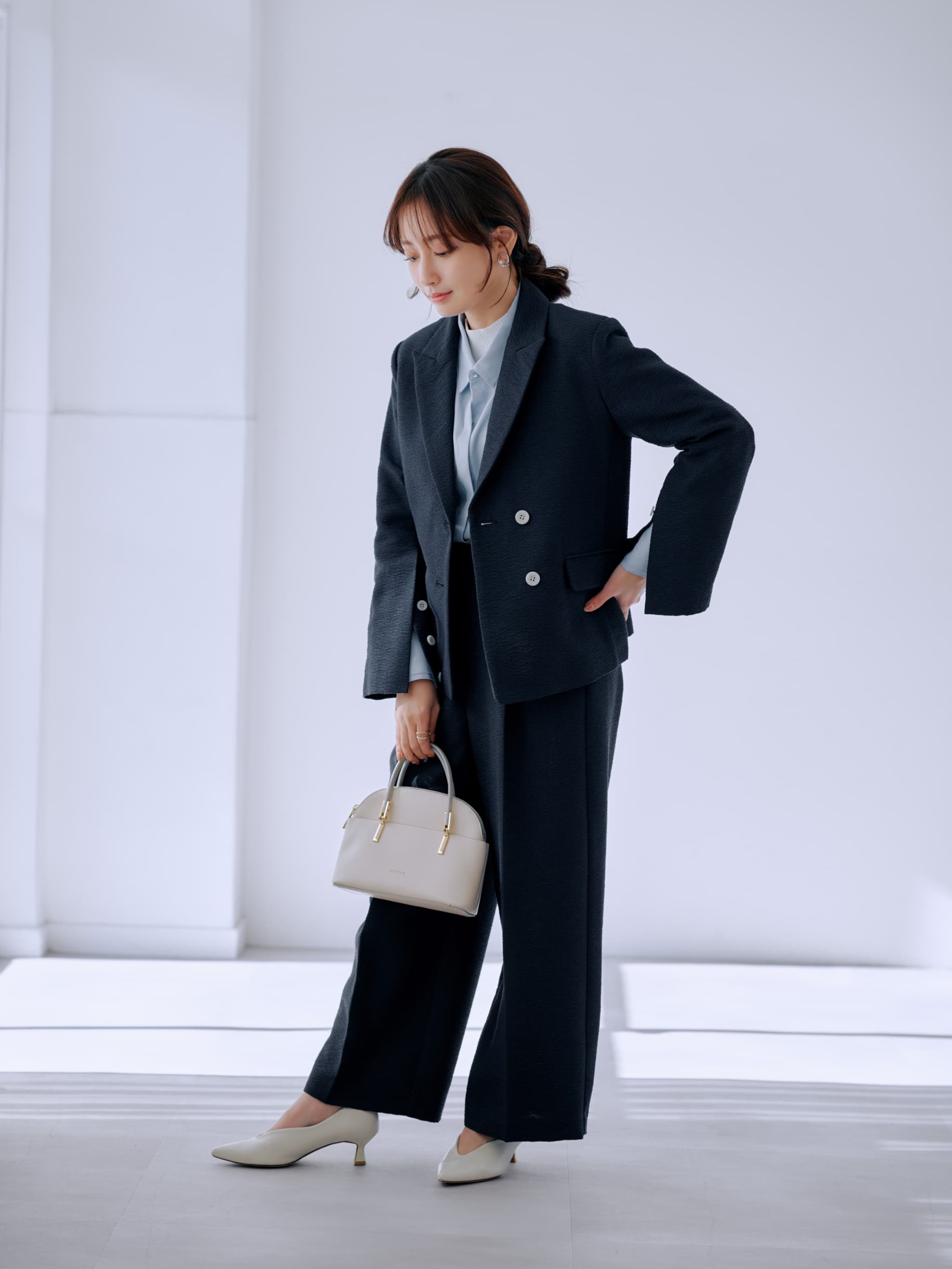 スリットスリーブツイードジャケット | 小柄・低身長女性向け