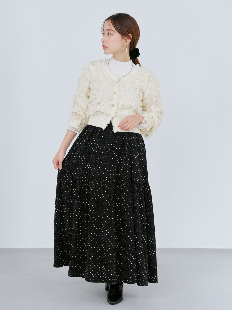 フリンジジャカードショートカーディガン　[通常]