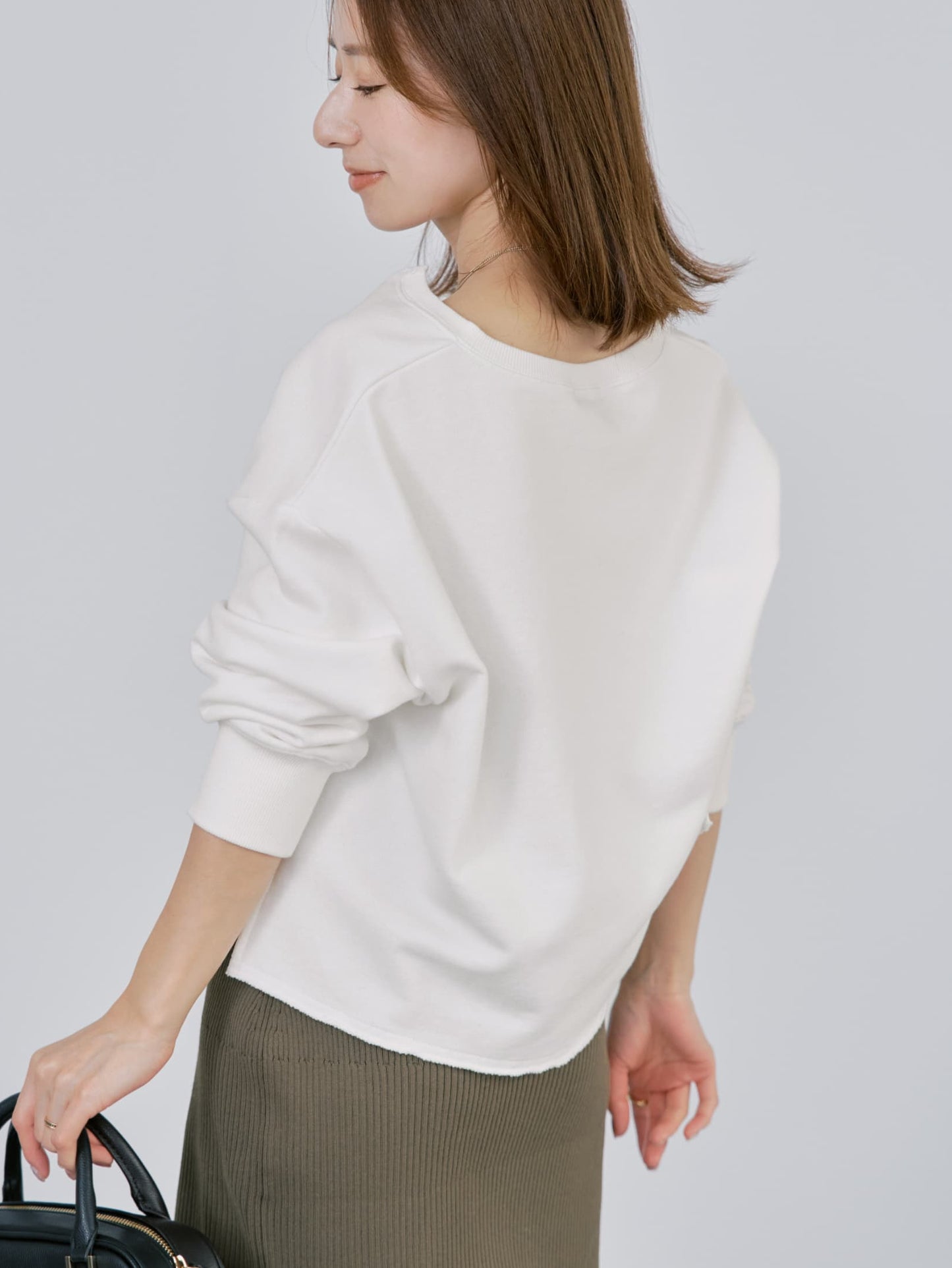 裏毛スキッパーネックトップス　[通常]