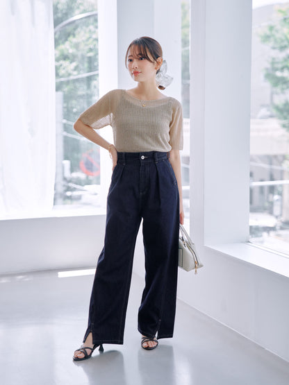 シアーリップルニットトップス　[通常]