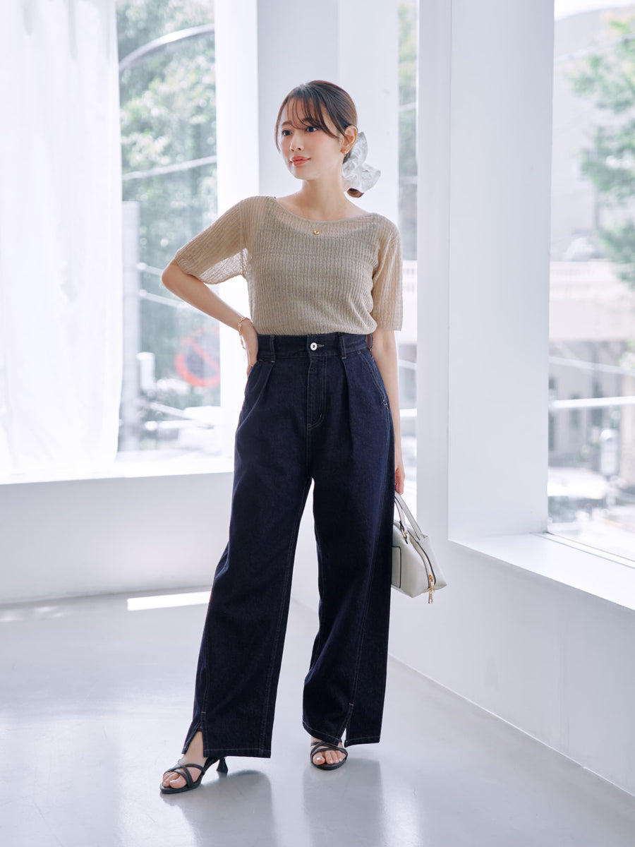 シアーリップルニットトップス　[通常]