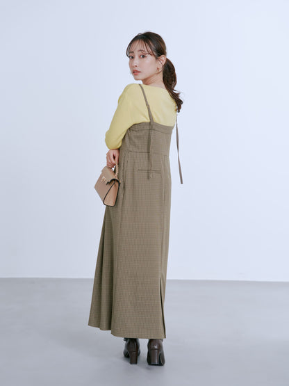 フロントボタンIラインジャンパースカート-short & regular　[通常]