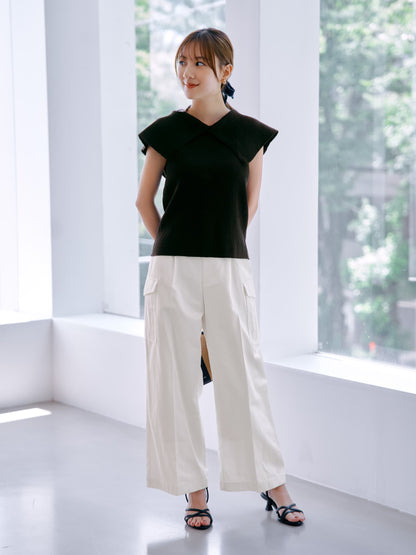 Vネックデザインカラーリブニット　[通常]