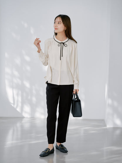 バイカラーリボンブラウス　[通常]