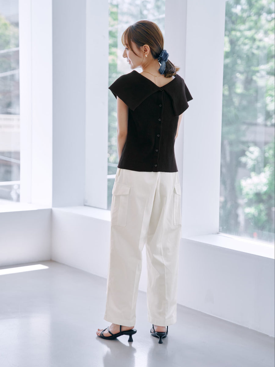 Vネックデザインカラーリブニット　[通常]