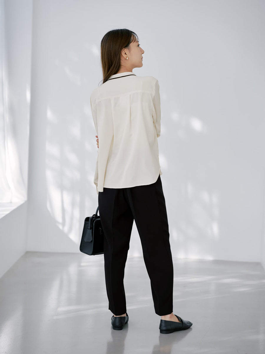 バイカラーリボンブラウス　[通常]