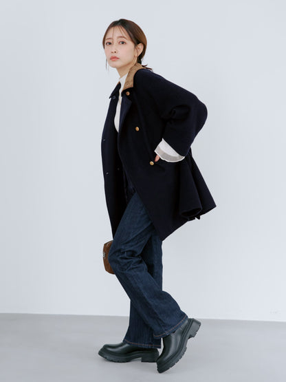 ＜sweetweb掲載＞2wayカラーゴールドボタンミドルコート　[通常]