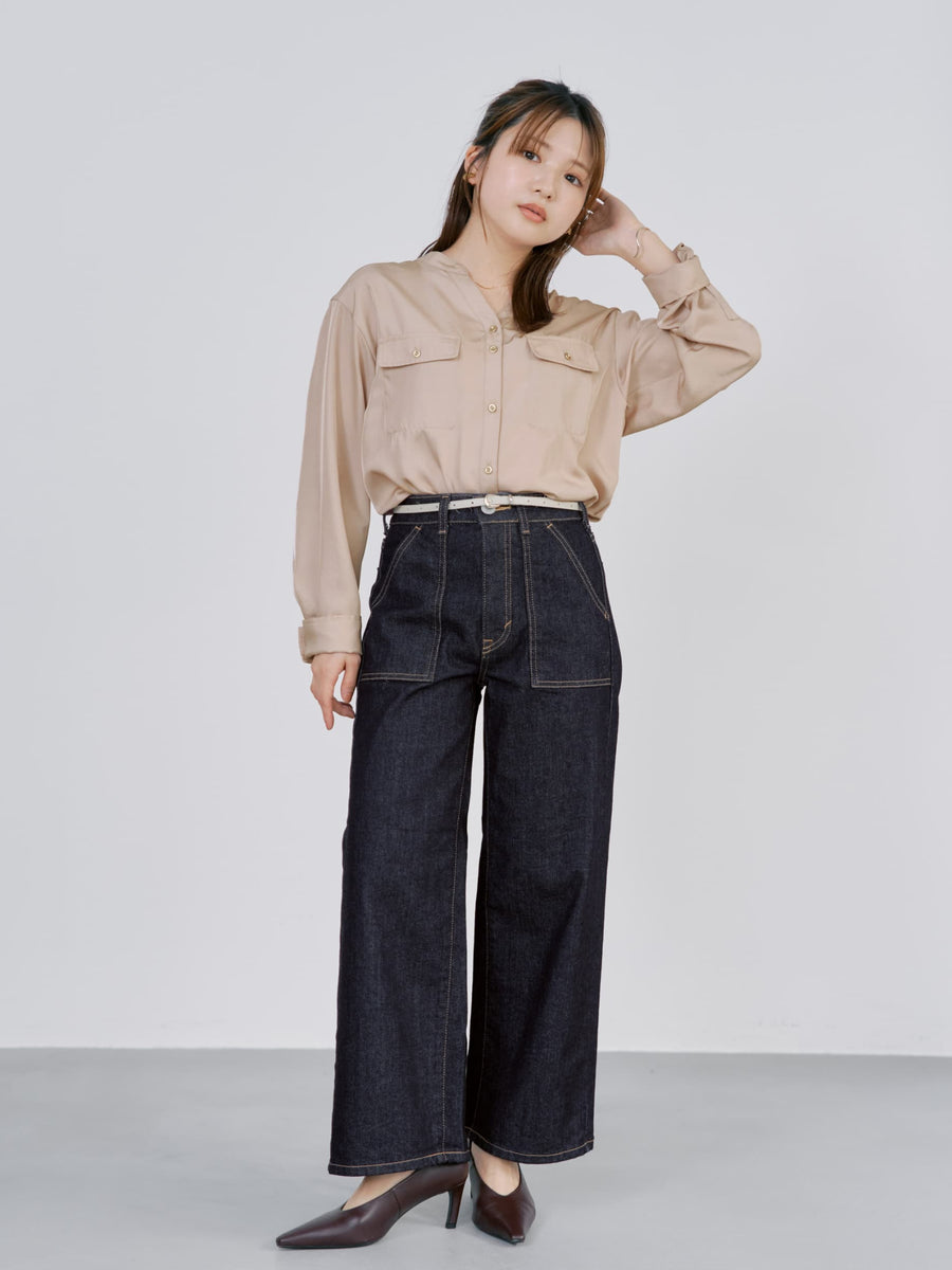 【SOMETHINGコラボ】ベイカーストレートデニム-short & regular　[通常]