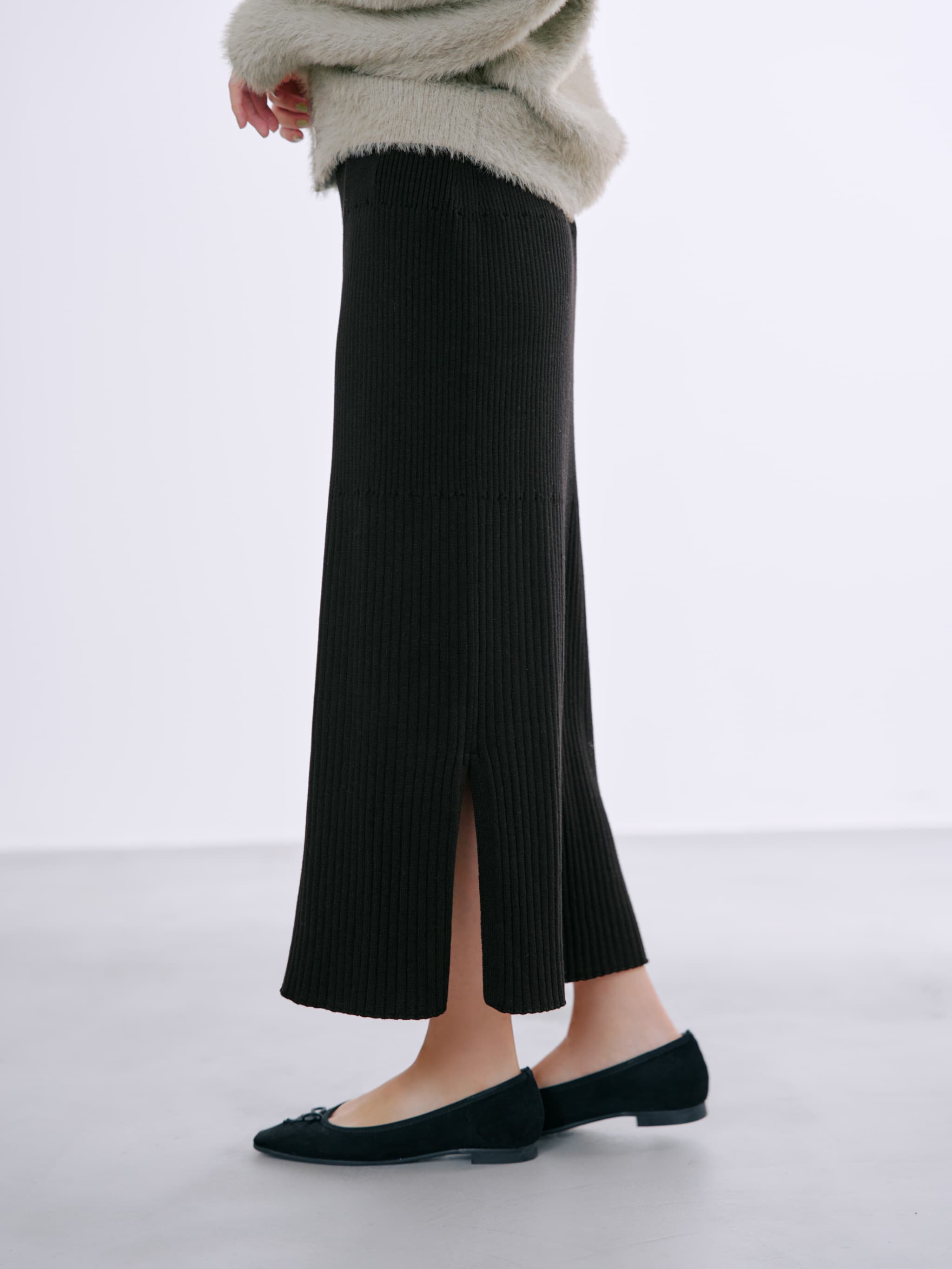 レ*X様 ウォッシャブルウールリブIラインスカート　regular COHINA ウォッシャブルウールリブIラインスカート-short & regular | 小柄・低