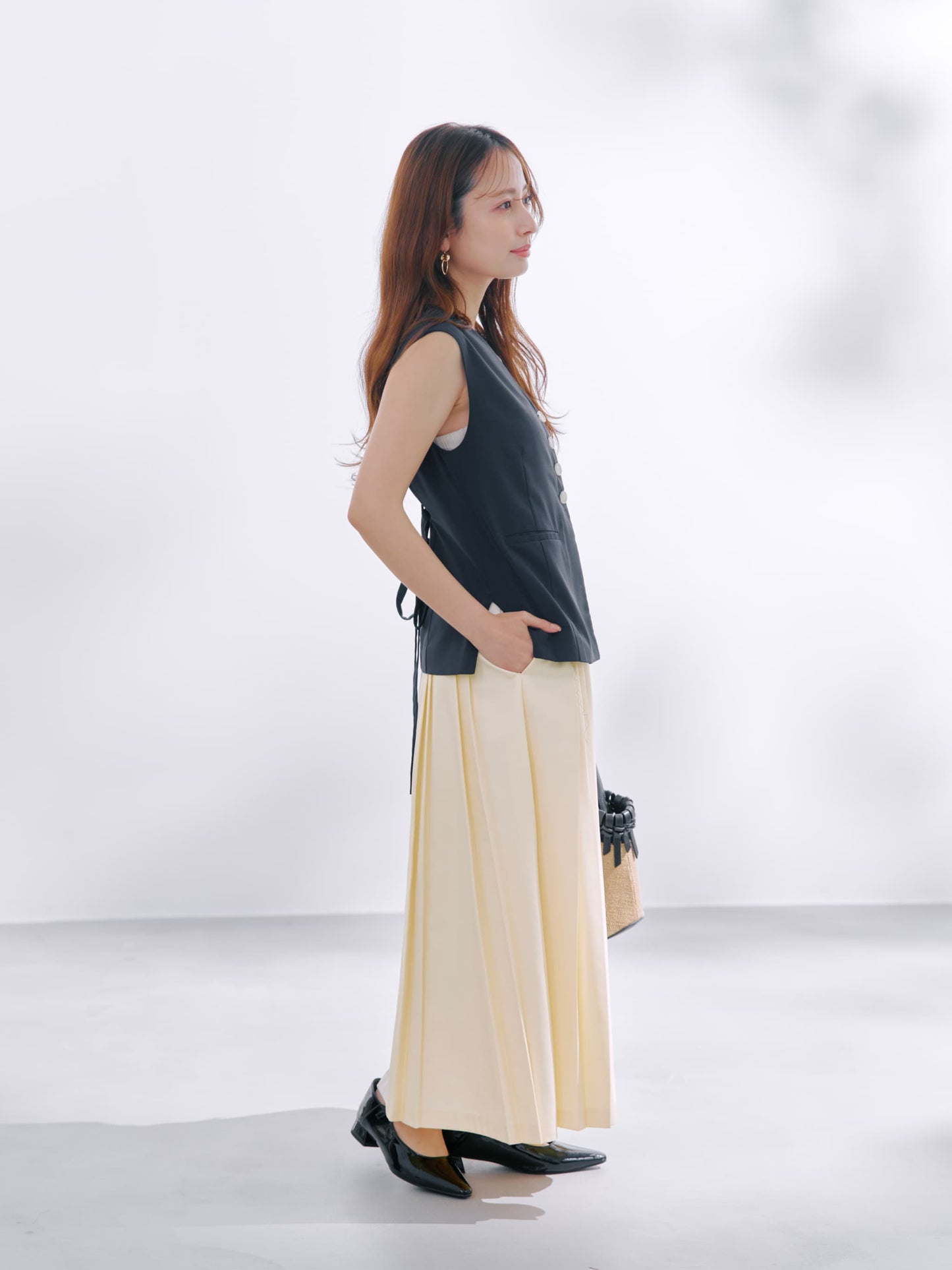 ランダムタックプリーツスカート-short & regular　[通常]