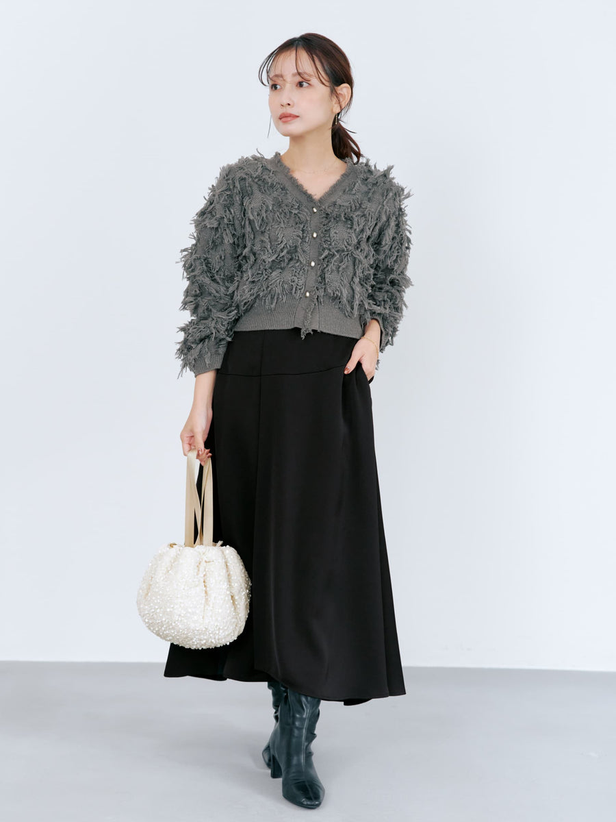 フリンジジャカードショートカーディガン　[通常]