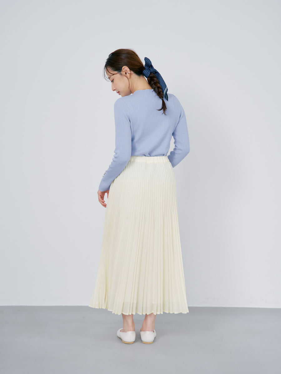 エアリーミックスプリーツスカート-short & regular　[通常]