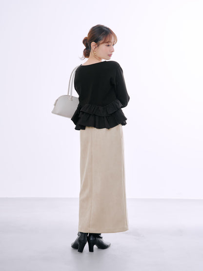 ゴールドリベットスウェードライクスカート-short & regular 　[通常]