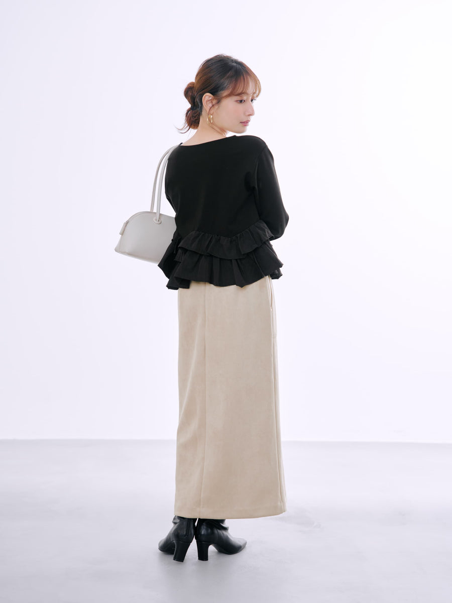 ゴールドリベットスウェードライクスカート-short & regular 　[通常]