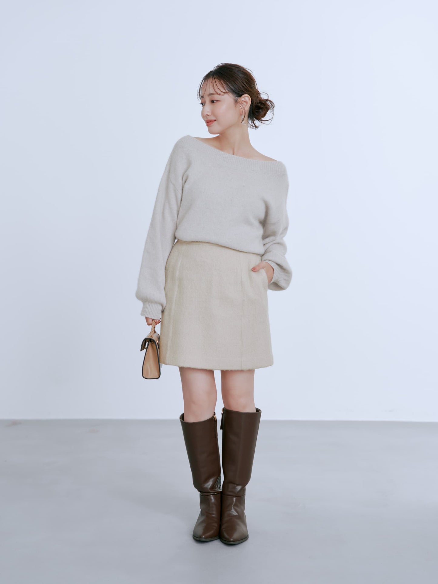 フォックスアンゴラ2wayネックニット　[通常]