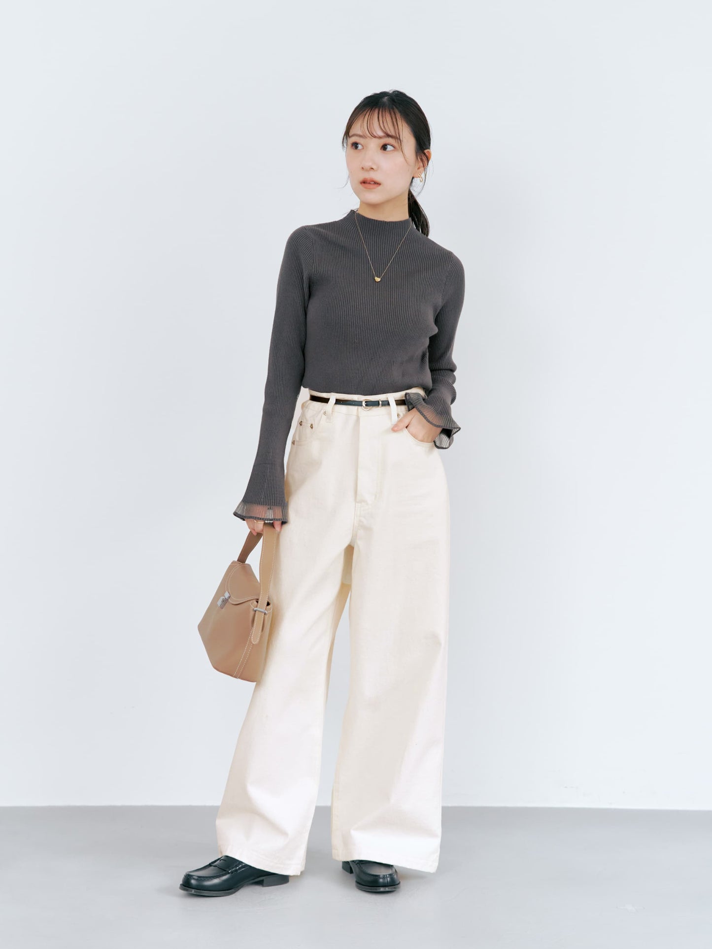 シアーフレアスリーブリブニット　[通常]