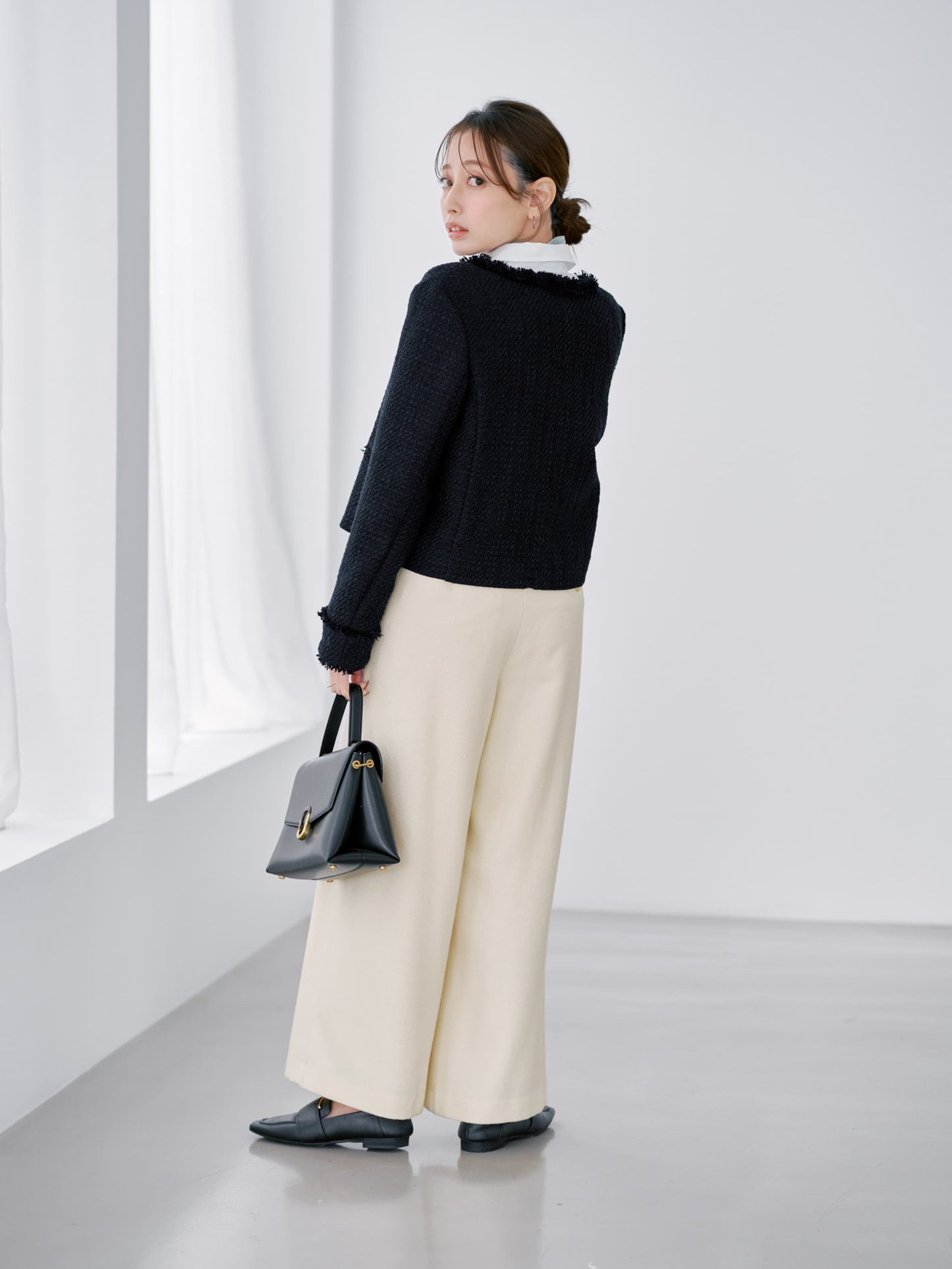 ゴールドボタンツイードワイドパンツ-short & regular　[通常]