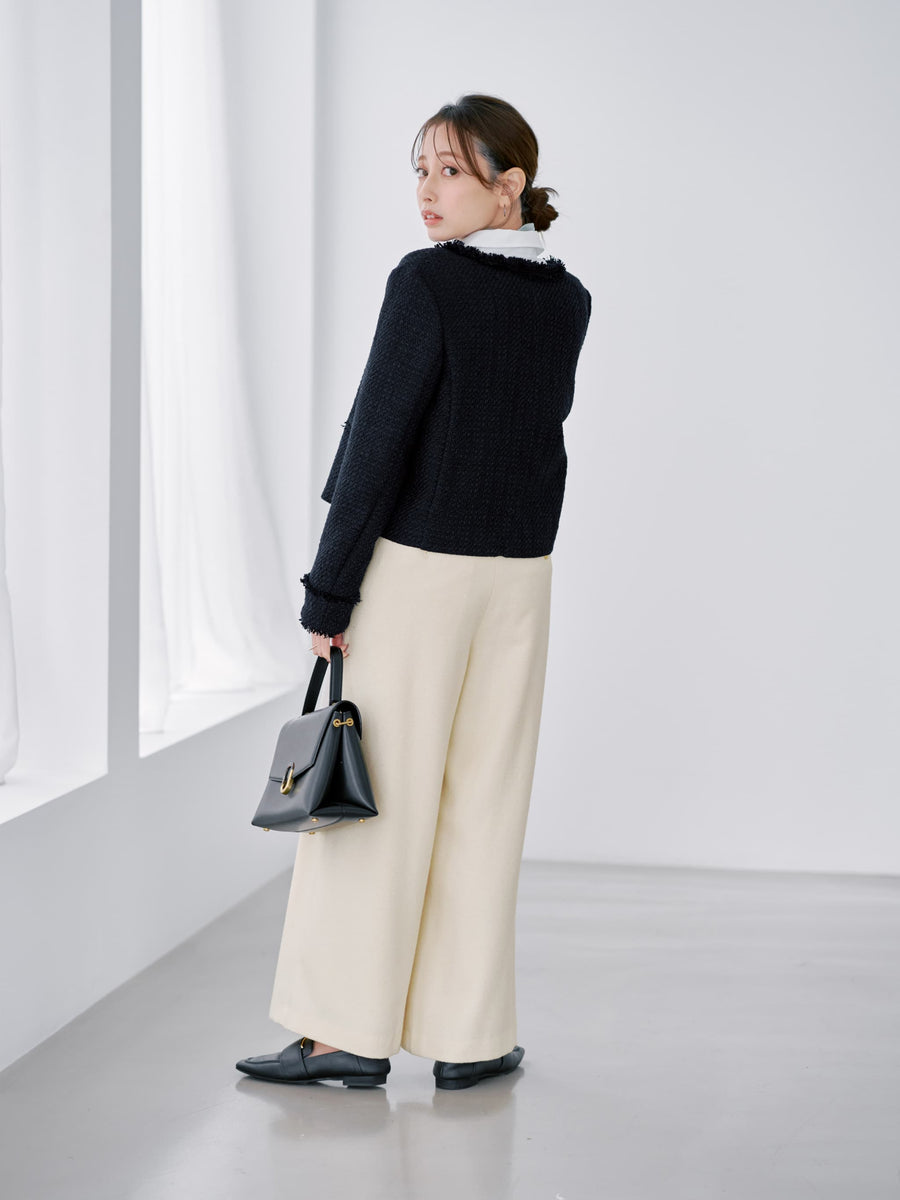 ゴールドボタンツイードワイドパンツ-short & regular　[通常]