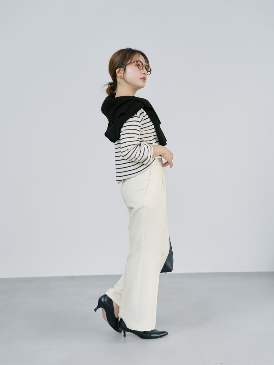 サイドスリットフレアパンツ-short & regular　[通常]