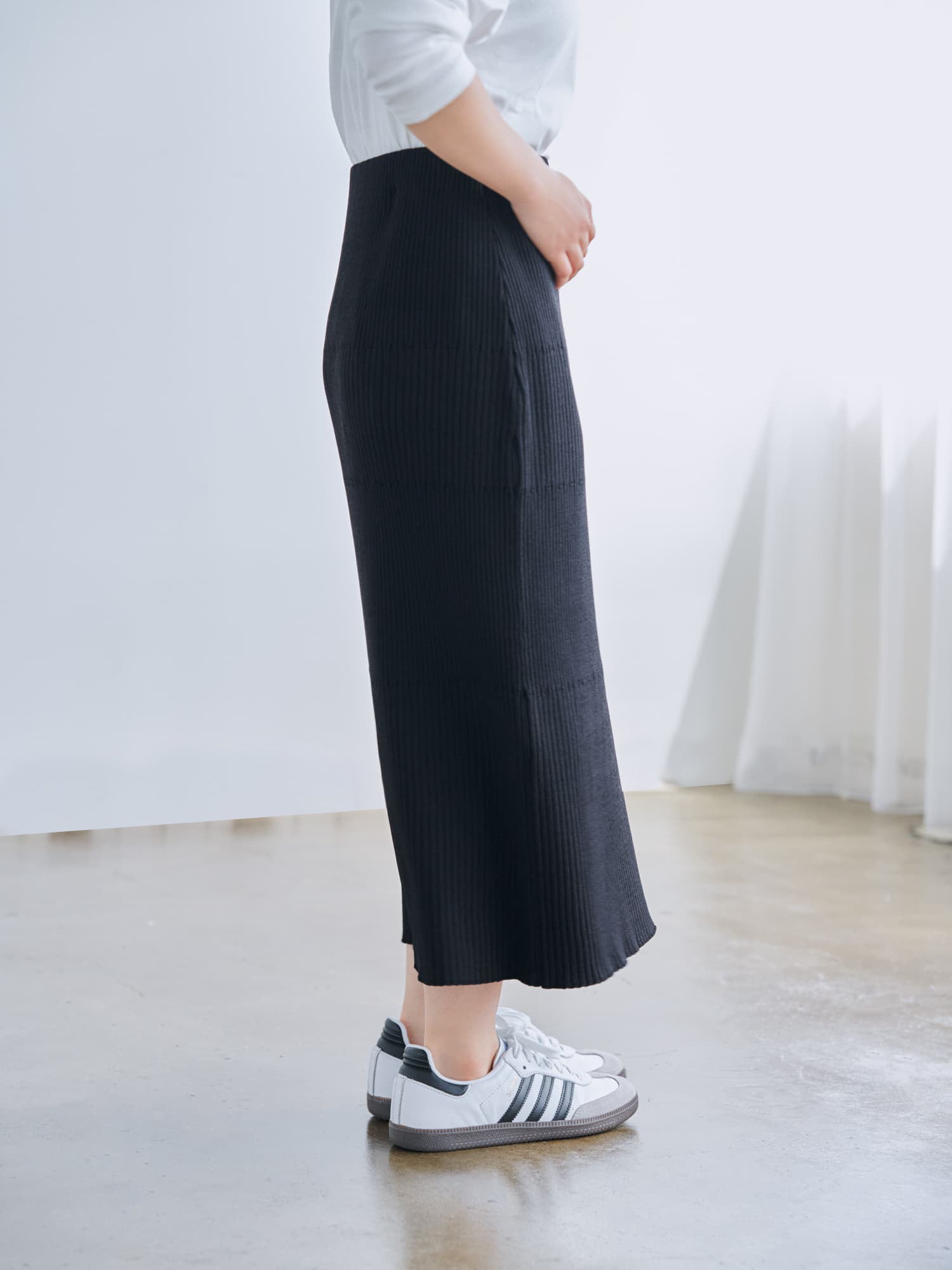パターンミックスリブIラインスカート-short & regular | 小柄・低身長 