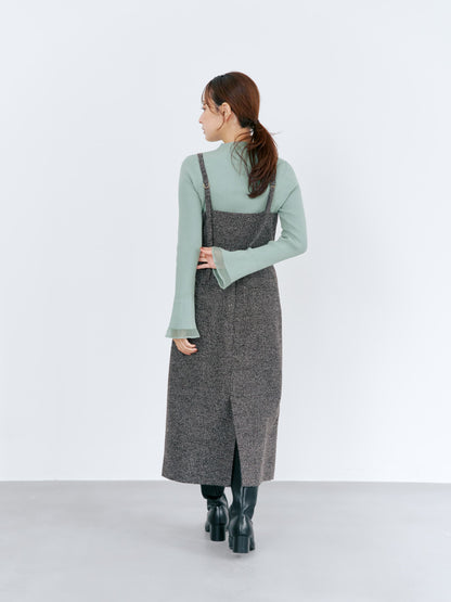 ゴールドボタンツイードジャンパースカート-short & regular　[通常]