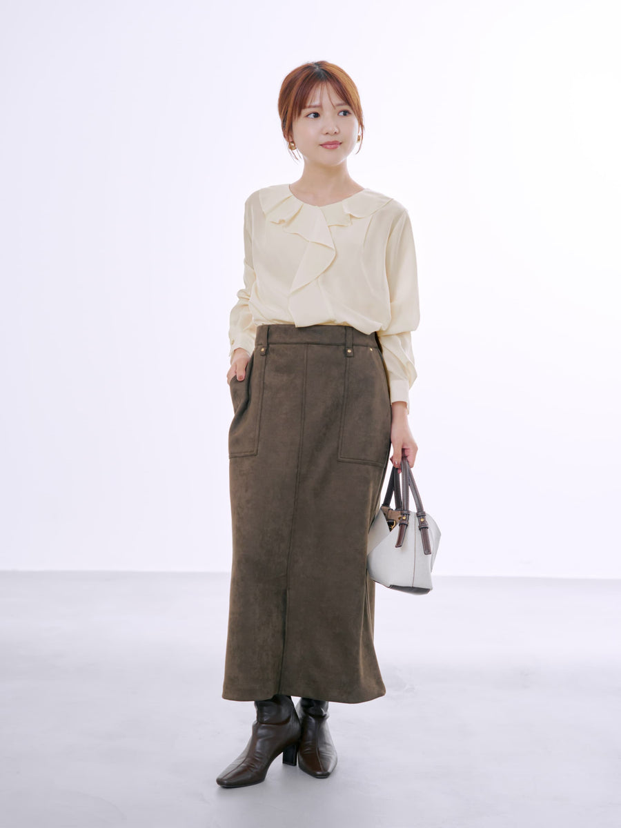 ラッフルカラーデザインブラウス　[通常]