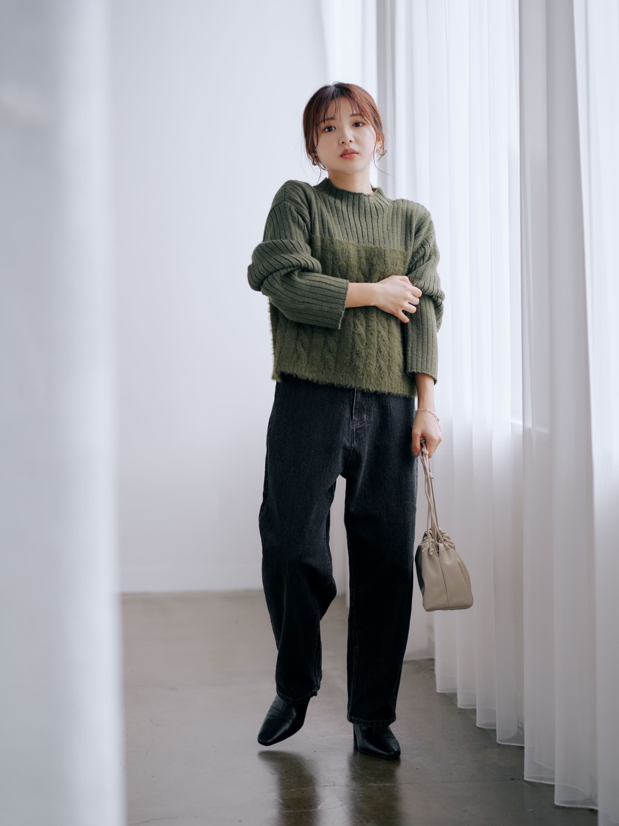 フェザーケーブルドッキングニット | 小柄・低身長女性向け