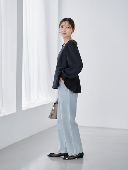 トリアセジョーゼットペプラムブラウス　[通常]