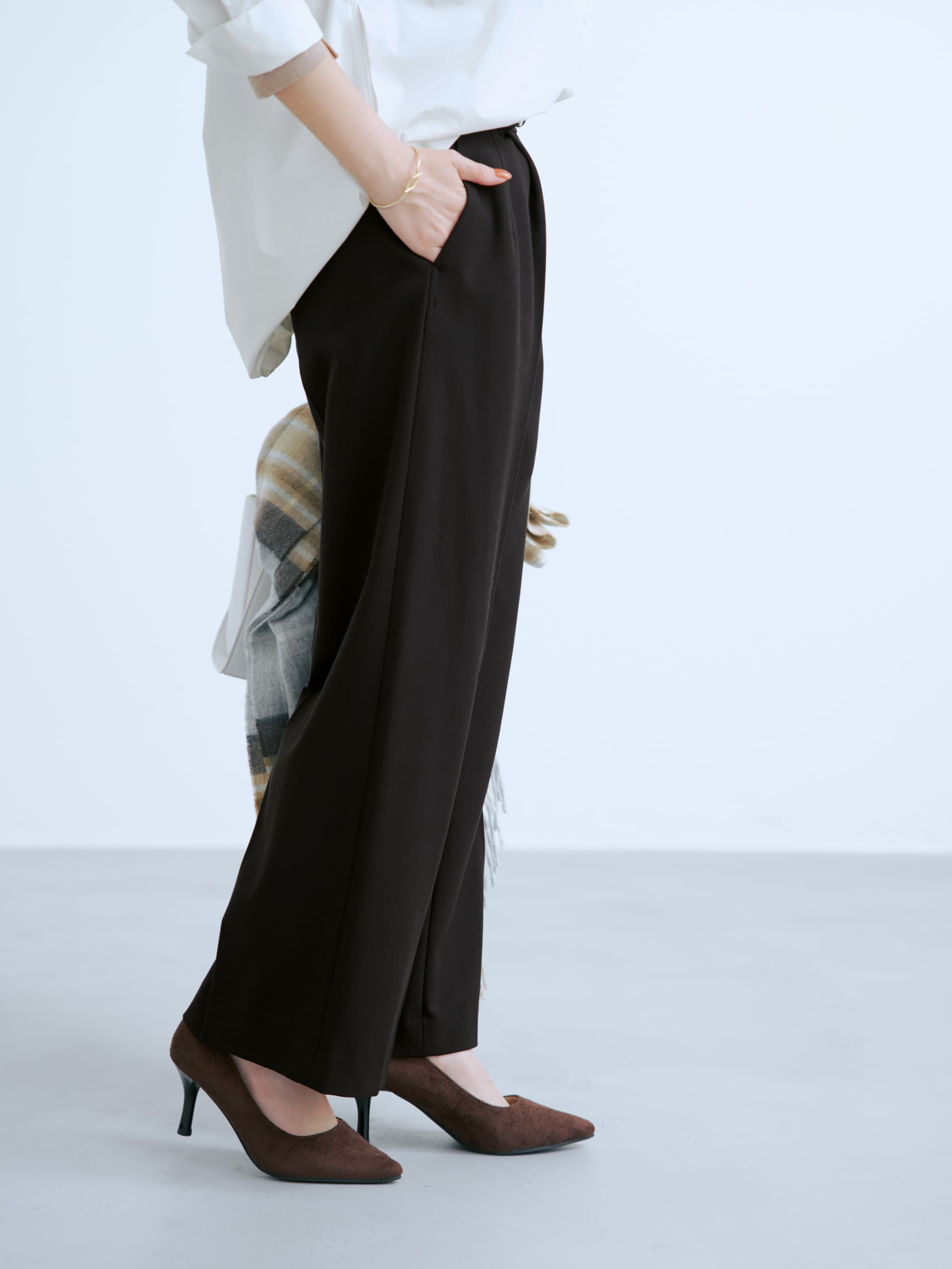 即日出荷 美品♡ナラカミーチェ 黒系 暖か ツィード風ウール混