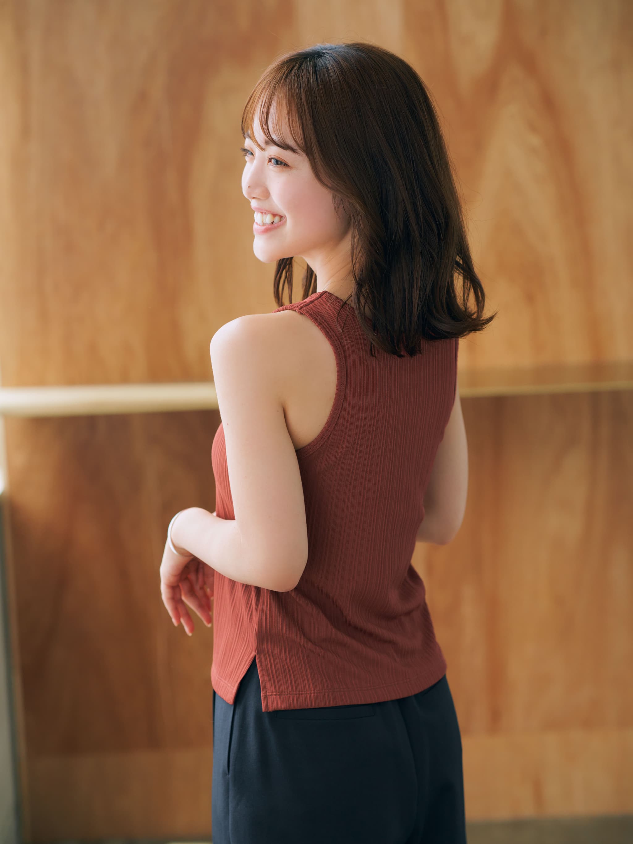 カップ付きリブタンクトップ | 小柄・低身長女性向けファッション通販