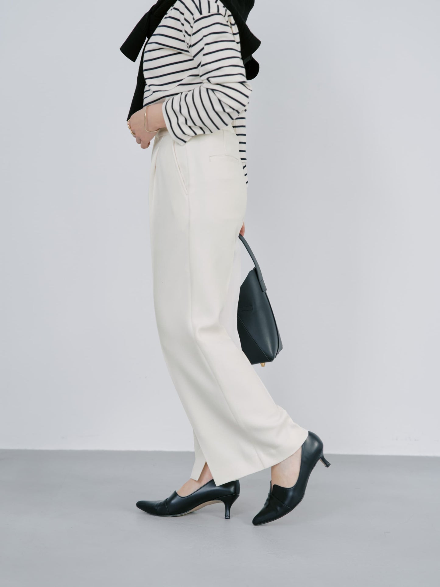 サイドスリットフレアパンツ-short & regular　[通常]