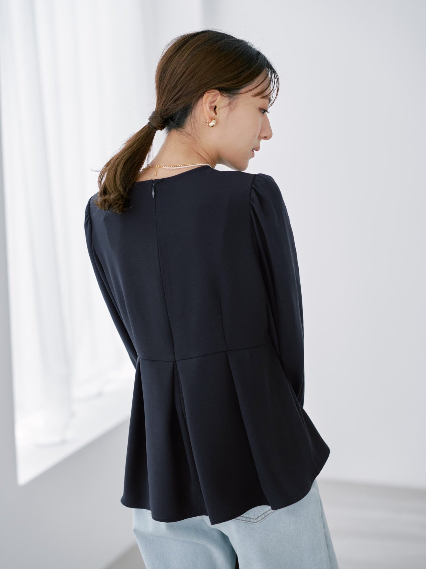 トリアセジョーゼットペプラムブラウス　[通常]