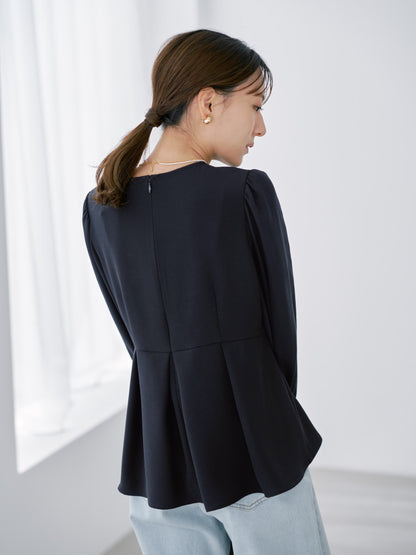 トリアセジョーゼットペプラムブラウス　[通常]