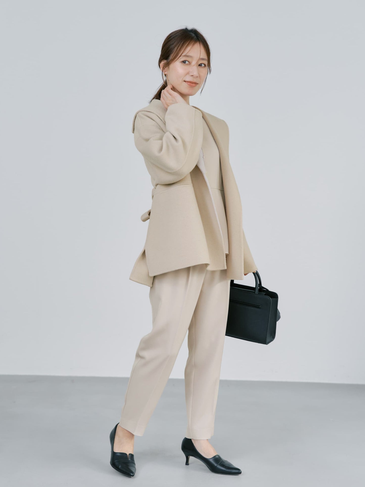 トリアセジョーゼットテーパードパンツ-short & regular　[通常]