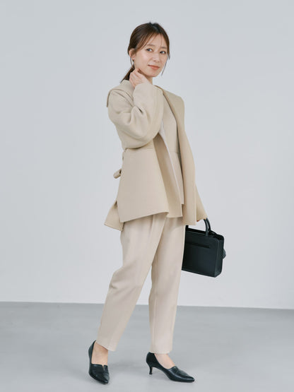 トリアセジョーゼットテーパードパンツ-short & regular　[通常]